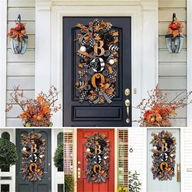 Halloween wreath door hanging scary pumpkin