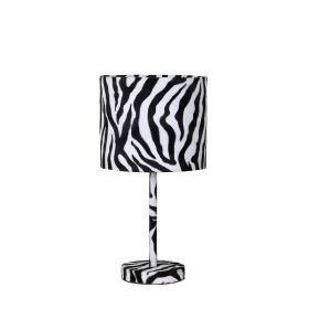 19.25" Faux Suede Zebra Metal Table Lamp