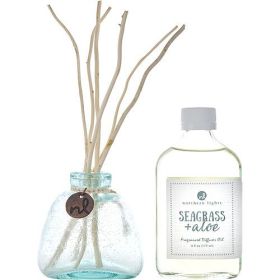 SEAGRASS & ALOE by Northern Lights FRAGRANCE DIFFUSER OIL 6 OZ & 6X WILLOW REEDS & DIFFUSER BOTTLE