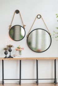 Handsome Cleveland Mirror with Rope Strap Contemporary Design