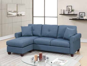 Blue Color Glossy Poly fiber Tufted Cushion Couch Sectional Sofa