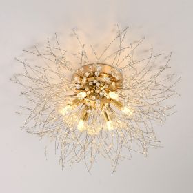 Crystal Flush Mount Ceiling Light, Modern Sputnik Firework Close to Ceiling Lamp