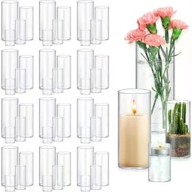 Vase 48 Pack Glass Cylinder Vases Clear Flower Vase Hurricane Floating Candle Holder for Table Centerpiece Wedding Home Decor