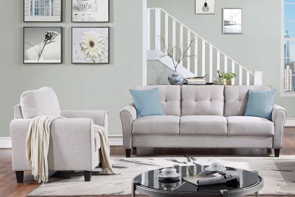 Modern Living Room Sofa Set Linen Upholstered Couch