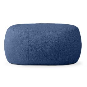 Jaxx Ellis Ottoman Shearling Faux-Lamb Plush Pouf for Modern Interior Design, Oval, Indigo