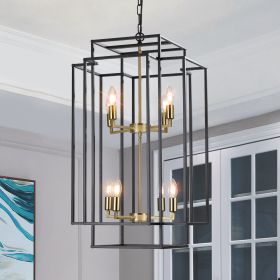 Black & Gold Lantern Tiered Pendant Light Fixtures