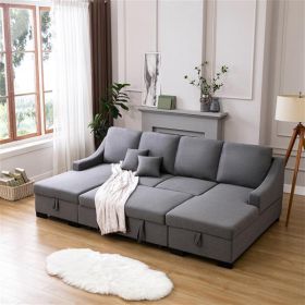 Grey Upholstery Sectional Sofa with Double Storage Spaces