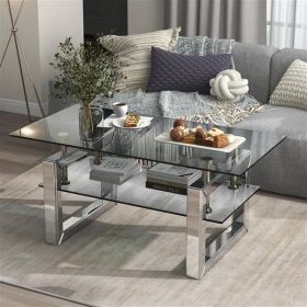 Transparent tempered glass coffee table,