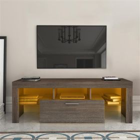 20 minutes quick assembly brown simple modern TV stand with the toughened glass shelf Floor cabinet Floor TV wall cabinet Brown TV bracket with LED Co