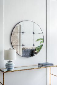 Traditional Decor Style Round Antique Glass Wall Mirror,