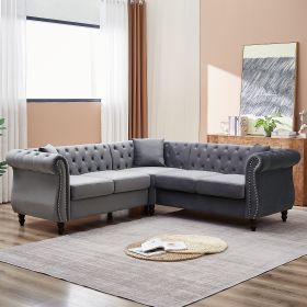 83.5-Inch Oversized Corner Sofa, L-Shaped Sectional Couch, 5-Seater Corner Sofas with 3 Pillows for Living Room, Bedroom, Apartment, Office