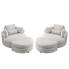 Modern Sofa Lounge Club Big Round Chair with Storage Ottoman