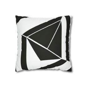 Decorative Throw Pillow Covers With Zipper - Set Of 2, Black And White Geometric Pattern