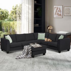 [VIDEO provided] 112*87" Sectional Sofa Couches Living Room Sets, 7 Seats Modular Sectional Sofa with Ottoman