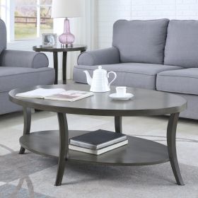 Perth Contemporary Oval Shelf Coffee Table, Gray