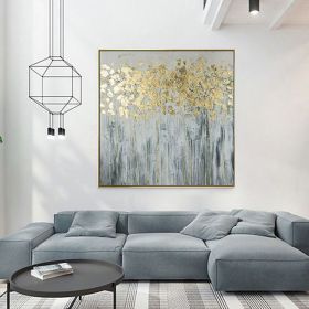 Oil Painting Handmade Hand Painted Wall Art Modern Gold Foil Tree Abstract  home corridor living room bedroom luxurious adornment painting (size: 70x70cm)