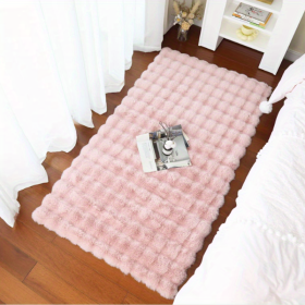 1pc Soft Plush Shaggy Area Rugs, Fluffy Bubble Velvet Floor Carpet For Bedroom Living Room, Bedside Rugs, Non-Slip Washable Carpet, (Color: Lotus Color, size: 47.24*70.87inch)