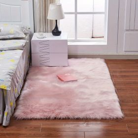 1pc Fluffy Imitation Wool Area Rug, Suede Fleece Bottom Long Imitation Wool Rug, Acrylic 80% Polyester 20%, 2.36inch Long Wool (Color: PINK, size: 35.43*59.06inch)