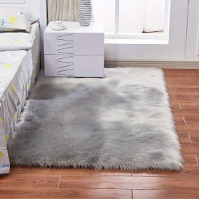 1pc Fluffy Imitation Wool Area Rug, Suede Fleece Bottom Long Imitation Wool Rug, Acrylic 80% Polyester 20%, 2.36inch Long Wool (Color: grey, size: 35.43*59.06inch)