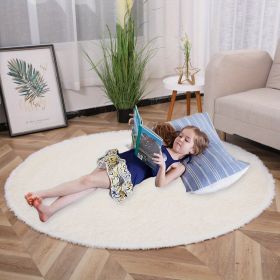 1pc, Plush PV Velvet Area Rug, 62.99", American Style Round Rug, Floor Deocr (Color: beige white, size: 62.99inch)