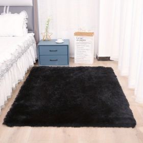 1pc, Soft Plush Area Rugs for Bedroom and Living Room - Fluffy and Fuzzy Shag Shaggy Carpet - Perfect for Kids, Girls, Boys (Color: Black, size: 47.24*62.99inch)