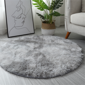 1pc, Non-Slip Plush Round Area Rug for Living Room and Kitchen - Soft and Durable Indoor Floor Mat for Home and Room Decor - 23.62 x 23.62 (Color: Tie-dye Light Gray, size: Diameter 23.62inch)