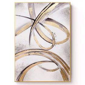 100% Hand Painted Abstract Oil Painting Wall Art Modern Gold Foil Abstract Picture On Canvas Home Decoration For Living Room No Frame (size: 75x150cm)