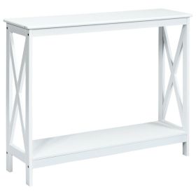 2-Tier Console X-Design Sofa Side Accent Table (Color: White)