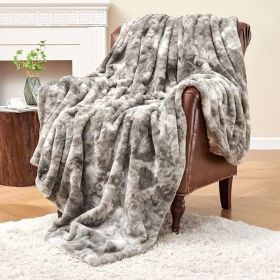 Krifey Faux Fur Throw Blanket, (Color: Marbled Gray, size: 60" x 80")