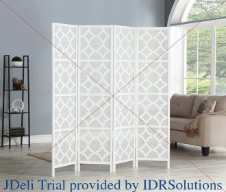 Curtain, Quarterfoil Infused Diamond Design 4-Panel Room Divider, Gold, Curtain (Color: White)