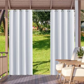 2pack Indoor Outdoor Curtains Waterproof Thermal Insulated (Color: Silver white, size: W52xH84in-132x213cm)