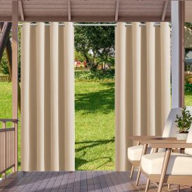 2pack Indoor Outdoor Curtains Waterproof Thermal Insulated (Color: Yellow, size: W52xH108in-132x275cm)