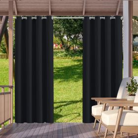 2pack Indoor Outdoor Curtains Waterproof Thermal Insulated (Color: Black, size: W52xH84in-132x213cm)