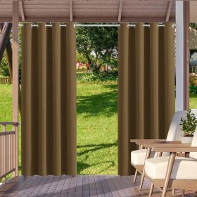 2pack Indoor Outdoor Curtains Waterproof Thermal Insulated (Color: Brown, size: W52xH108in-132x275cm)