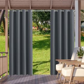 2pack Indoor Outdoor Curtains Waterproof Thermal Insulated (Color: Dark Gray, size: W52xH108in-132x275cm)