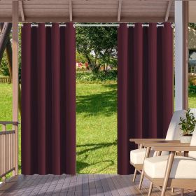 2pack Indoor Outdoor Curtains Waterproof Thermal Insulated (Color: Wine, size: W52xH108in-132x275cm)