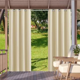 2pack Indoor Outdoor Curtains Waterproof Thermal Insulated Curtains Sliding Tab Top Outside Blackout Patio Curtains for Porch (Color: Beige, size: W52xH84in-132x213cm)