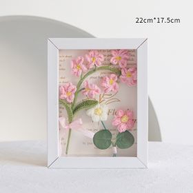 Crochet Flower Bouquet Picture Frame (Color: Pink Forget-me-not)