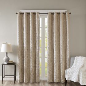 Knitted Jacquard Damask Total Blackout Grommet Top Curtain Panel(Only 1 Pc Panel) (Color: as Pic)