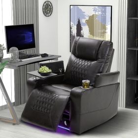 Power Motion Recliner with USB Charging Port and Hidden Arm Storage (Color: as Pic)